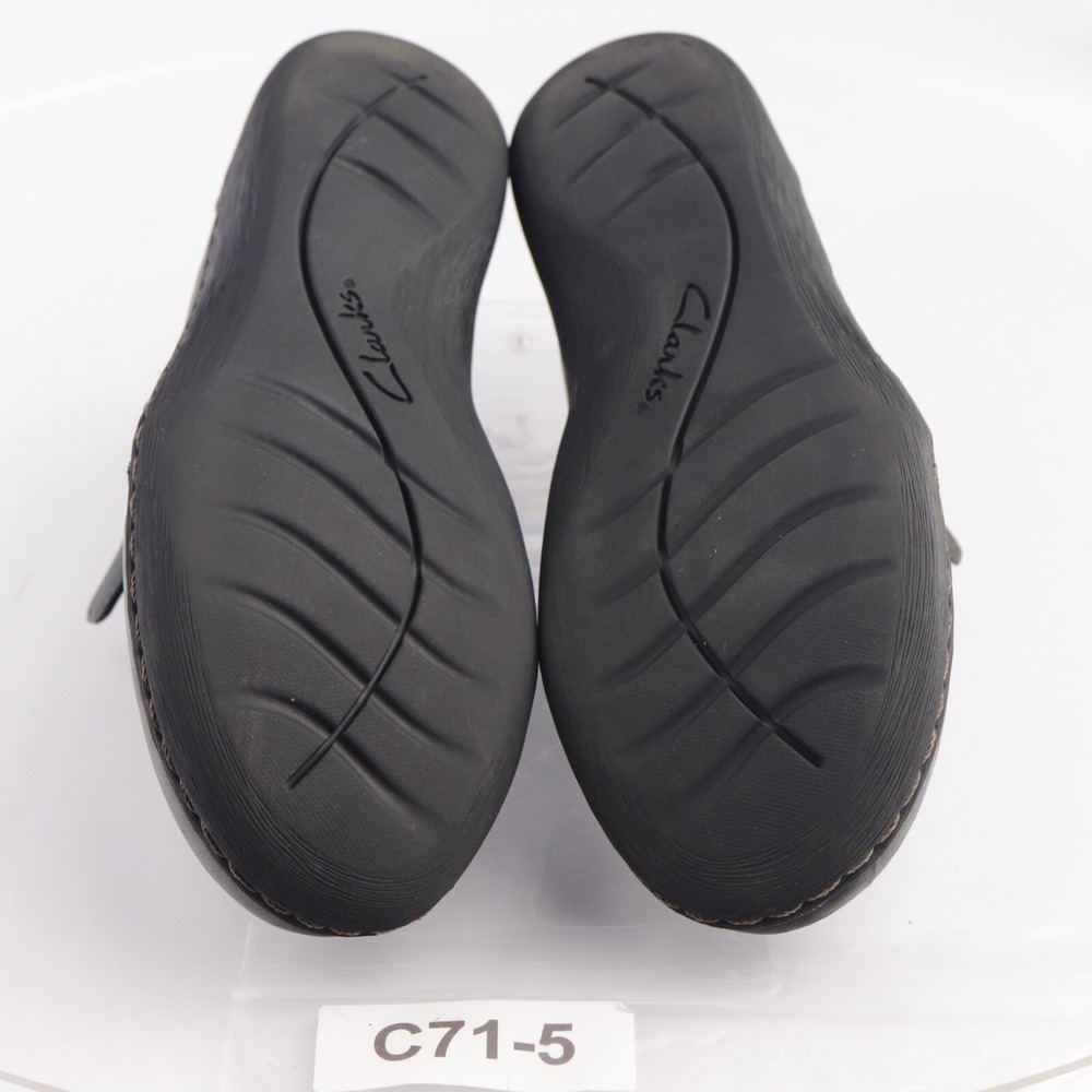Clarks Womens Ashland Palm‎ Loafer Size 8 Black Leather Comfort Flat Shoe Zip Up - Picture 7 of 13